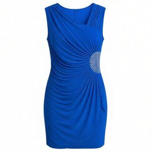 Frank Lyman Royal Blue Studded Rouched Holiday Party Cocktail Sheath Dress Sz14